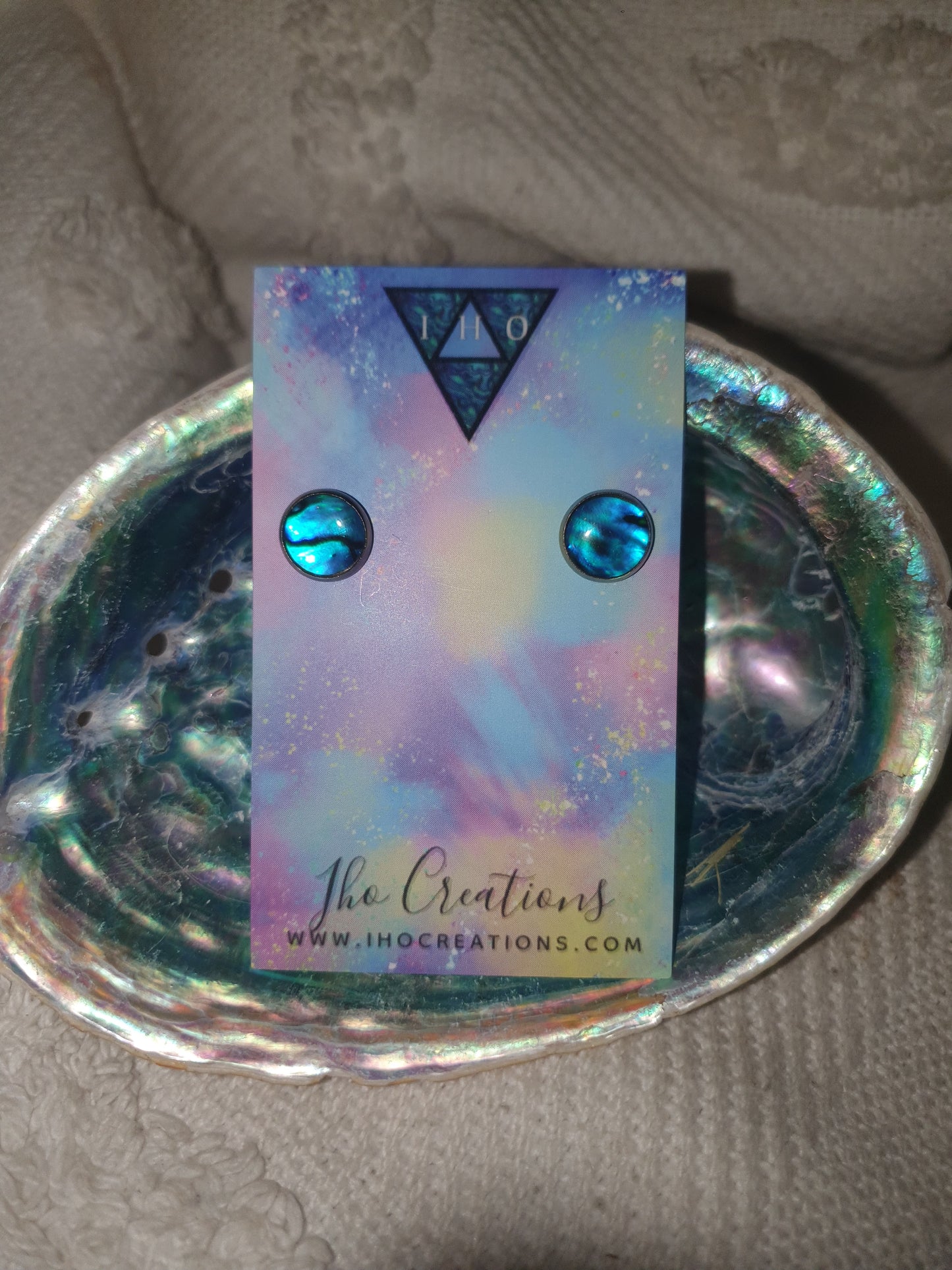 Blue Tinted Paua Studs