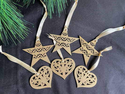 PACK 4- Hearts & Stars (wood/silver/gold/green/blue/red)