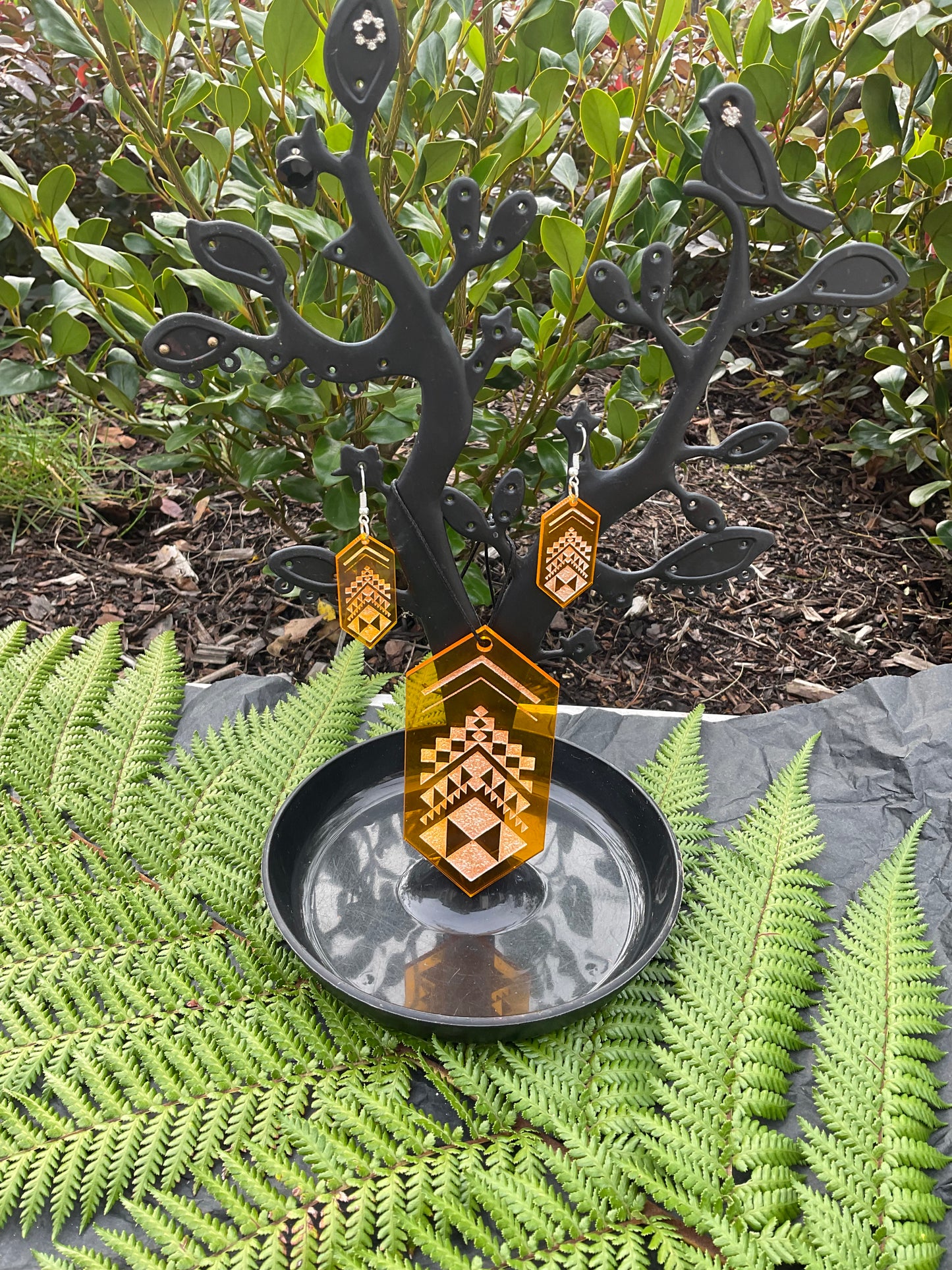 Taniko Orange Earring & Necklace Set (Large)