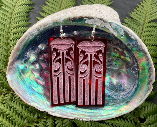 Kuiwai Red Rectangle Earring