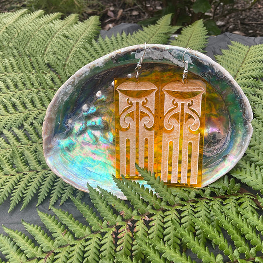 Haungaroa Orange Rectangle earring