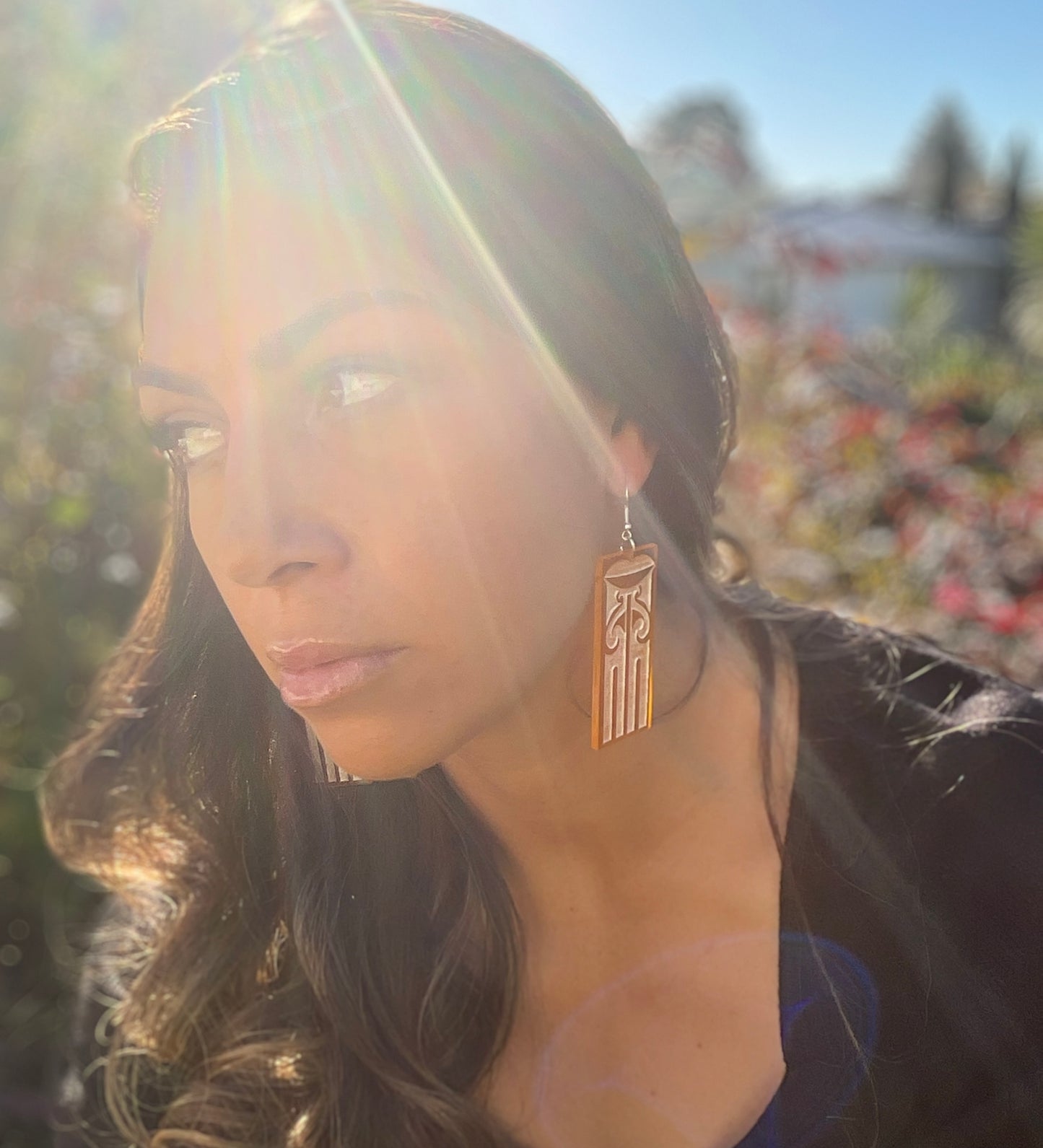 Haungaroa Orange Rectangle earring