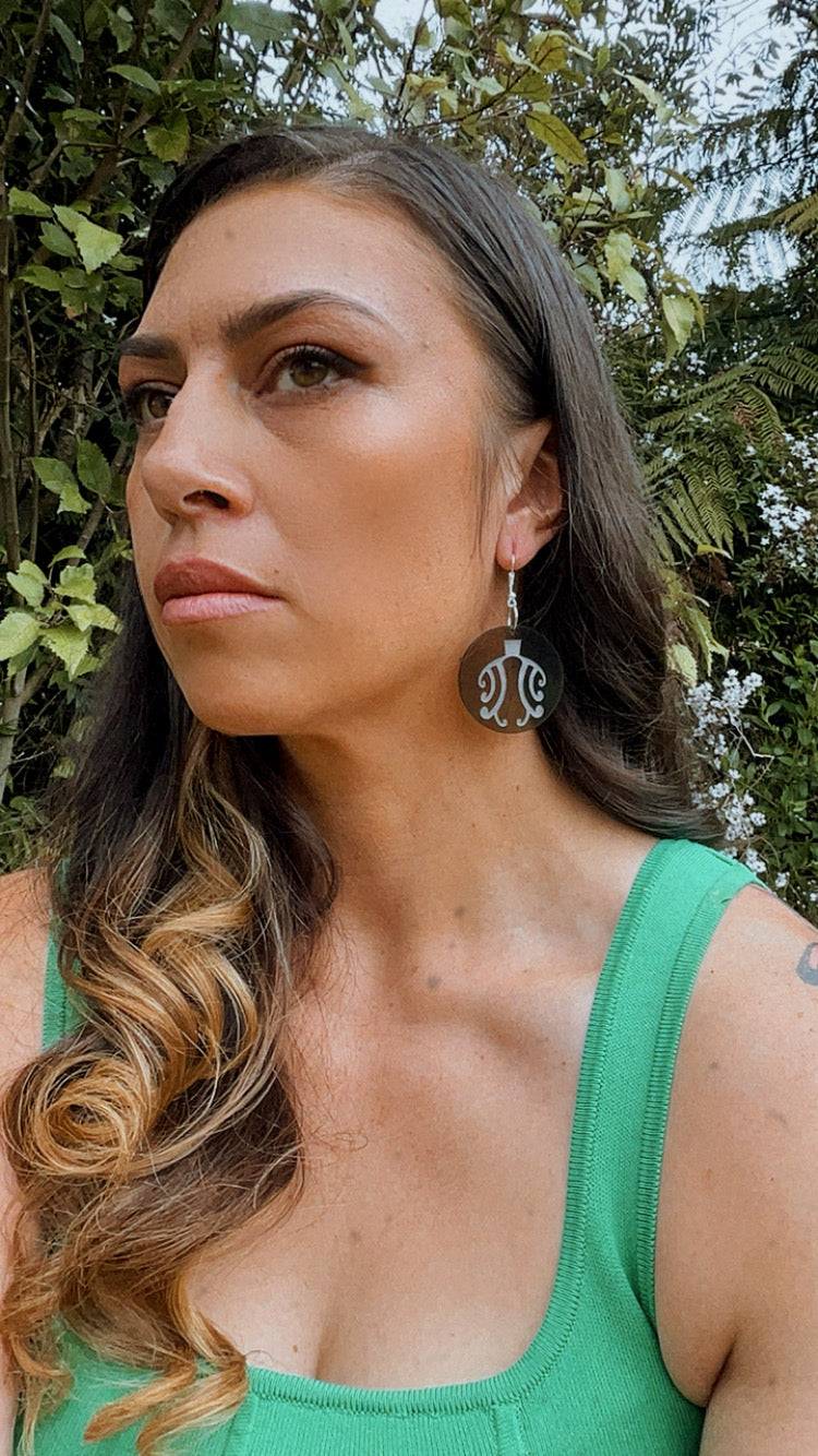 Papatūānuku Black Circle Earring