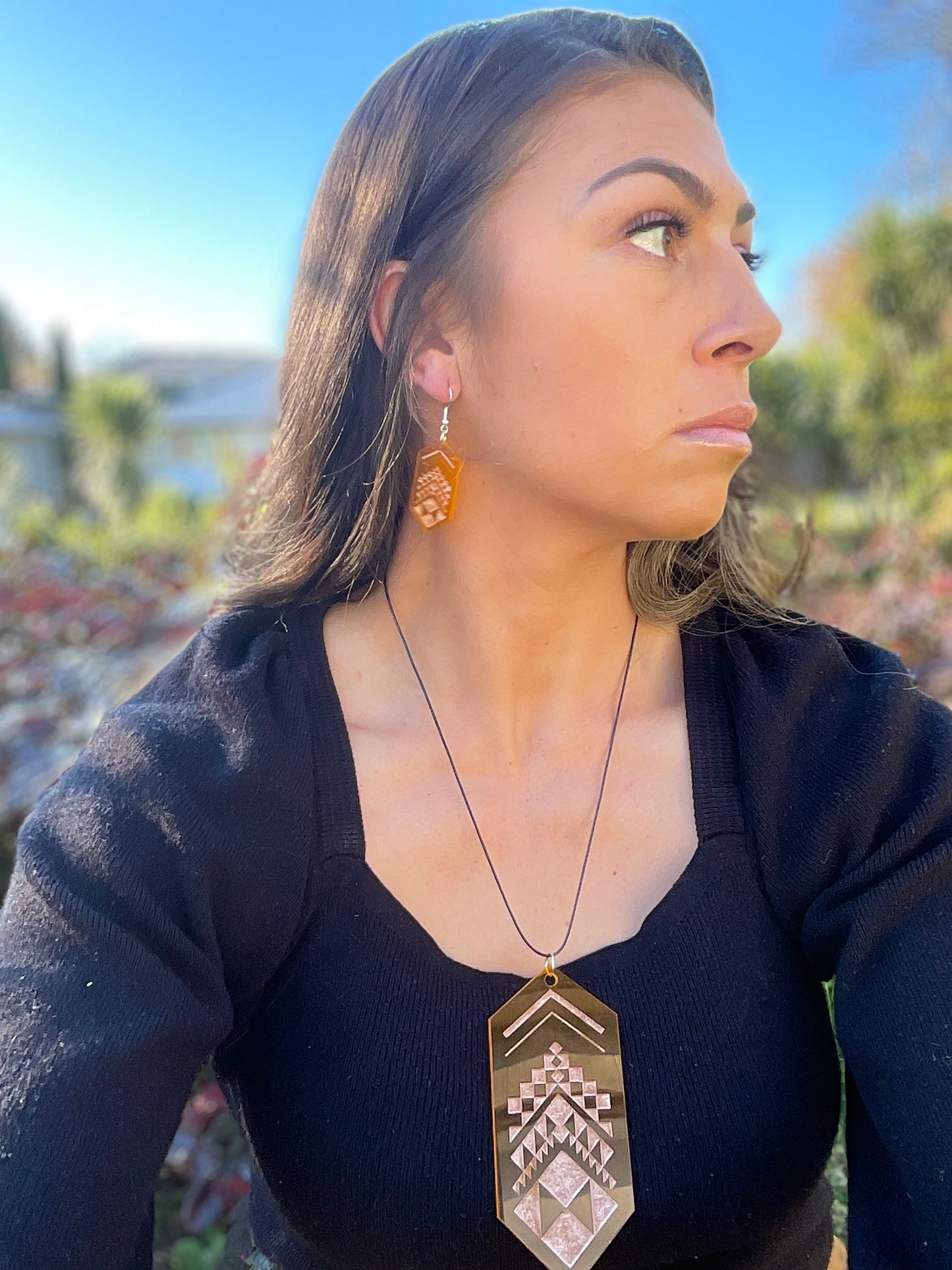 Taniko Orange Earring & Necklace Set (Large)