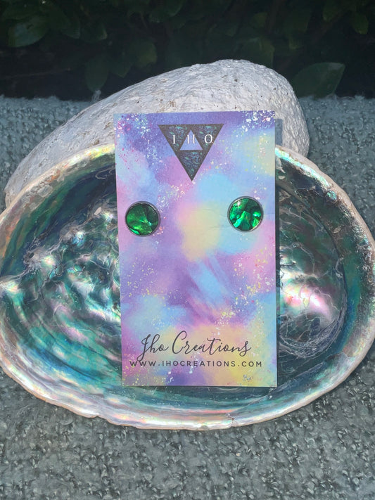 Green Tinted Paua Studs