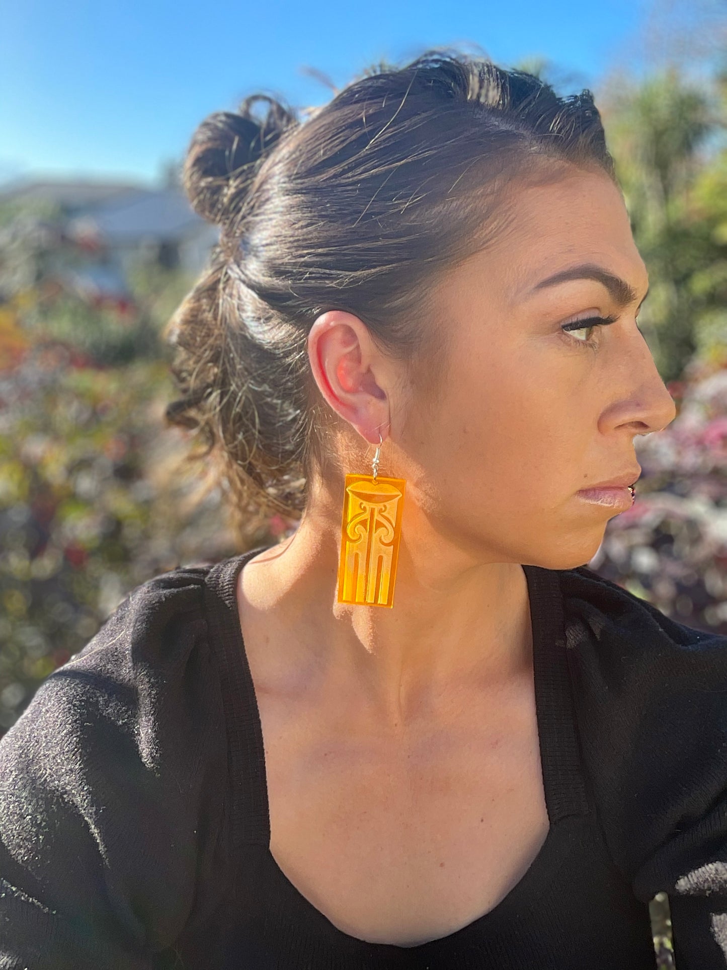 Haungaroa Orange Rectangle earring