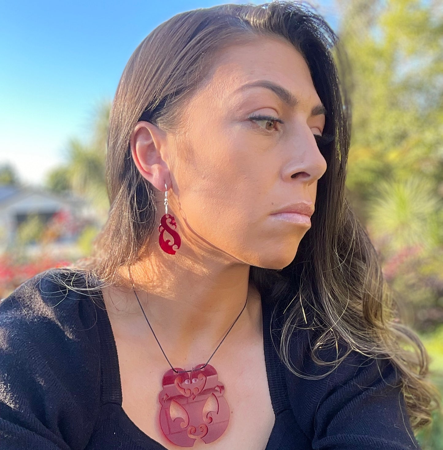 Te Hoata & Te Pupu Red earrings