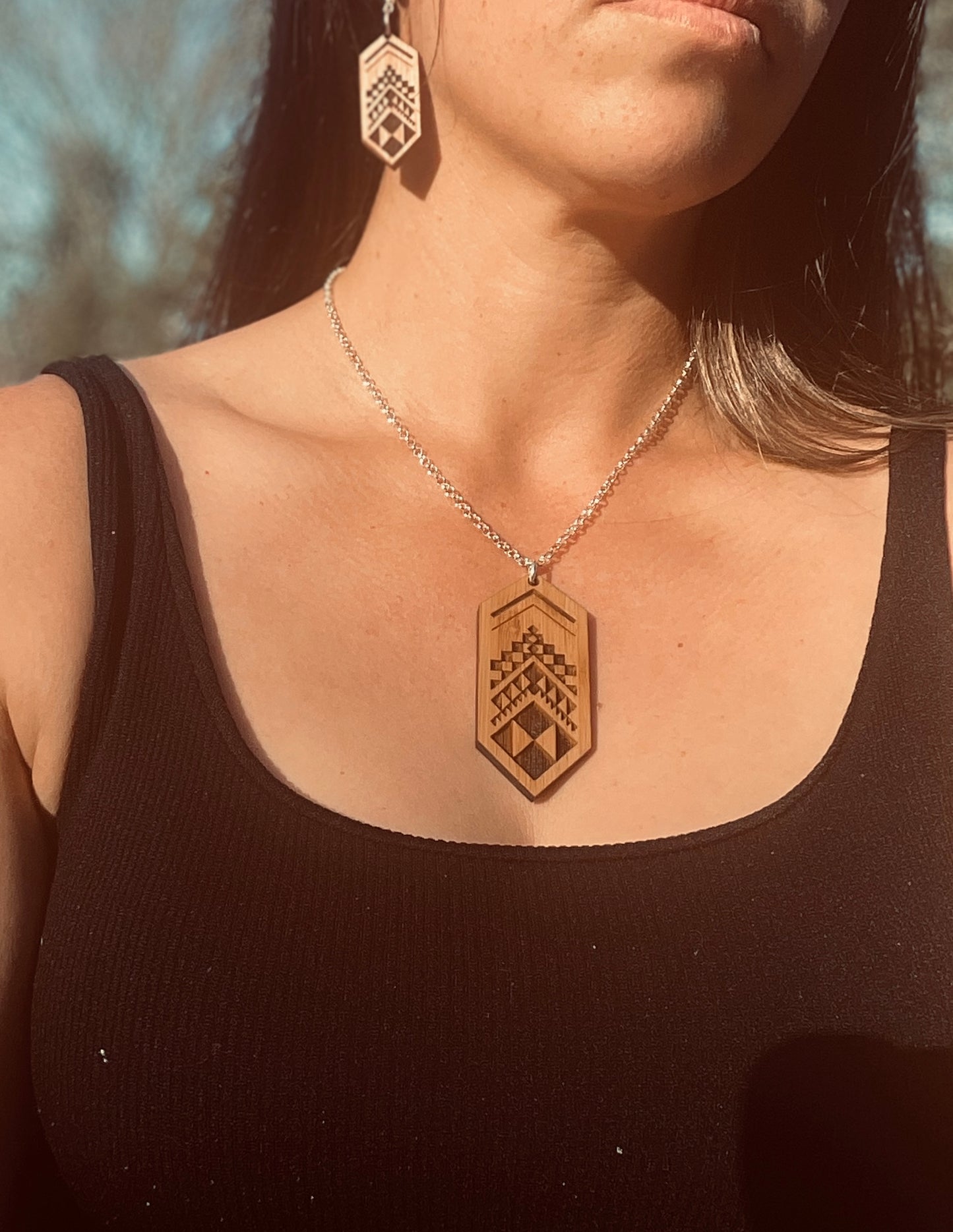 Taniko Bamboo Earring & Necklace Set (Small)