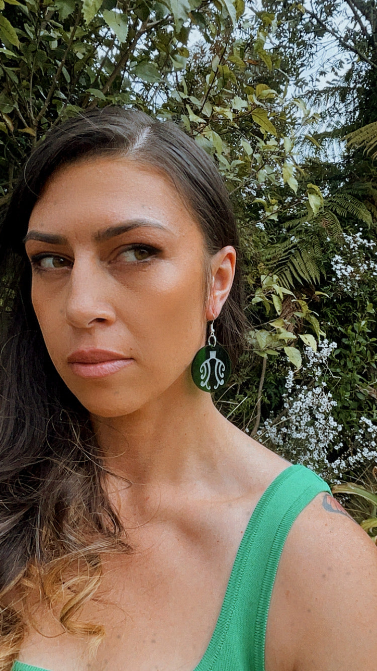 Papatūānuku Green Circle Earring