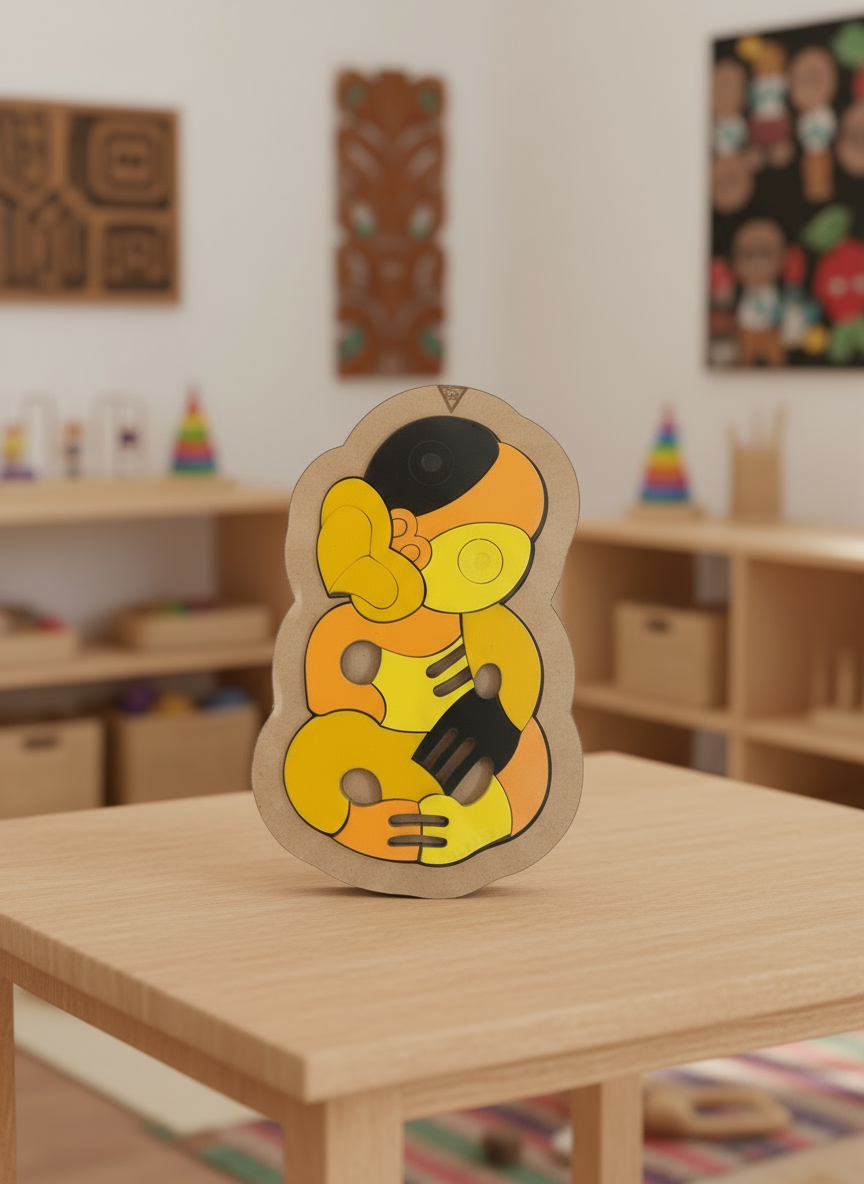 12pc BLOCK COLOUR Tiki Puzzle