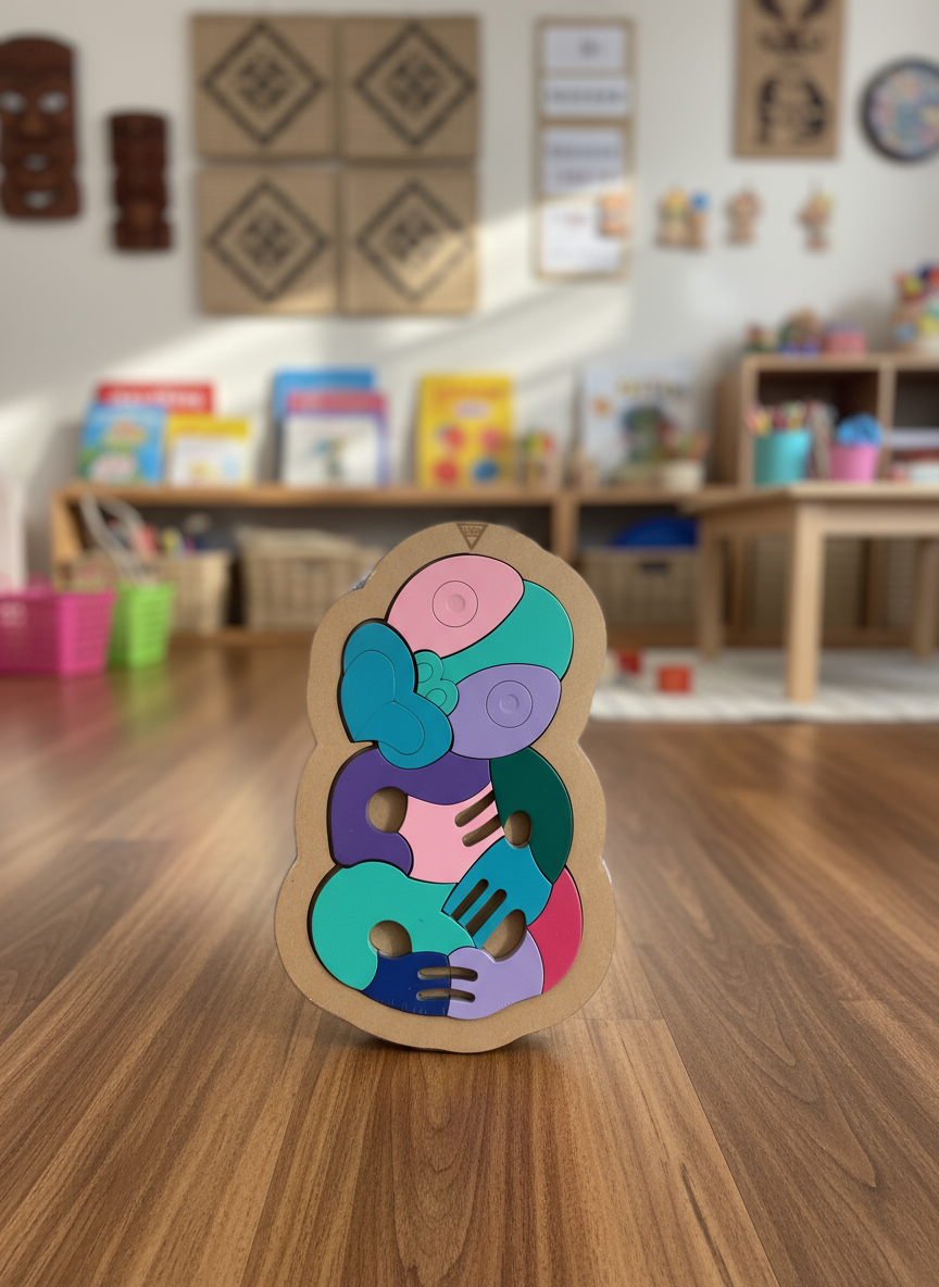 12pc BLOCK COLOUR Tiki Puzzle