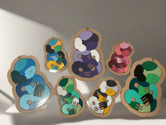 12pc BLOCK COLOUR Tiki Puzzle