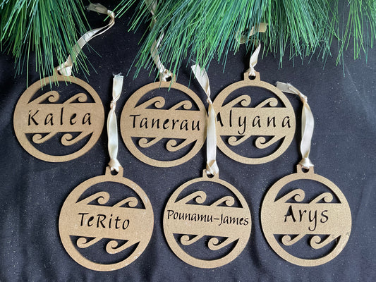 PACK 1- PERSONALISED BAUBLES (wood/silver/gold)