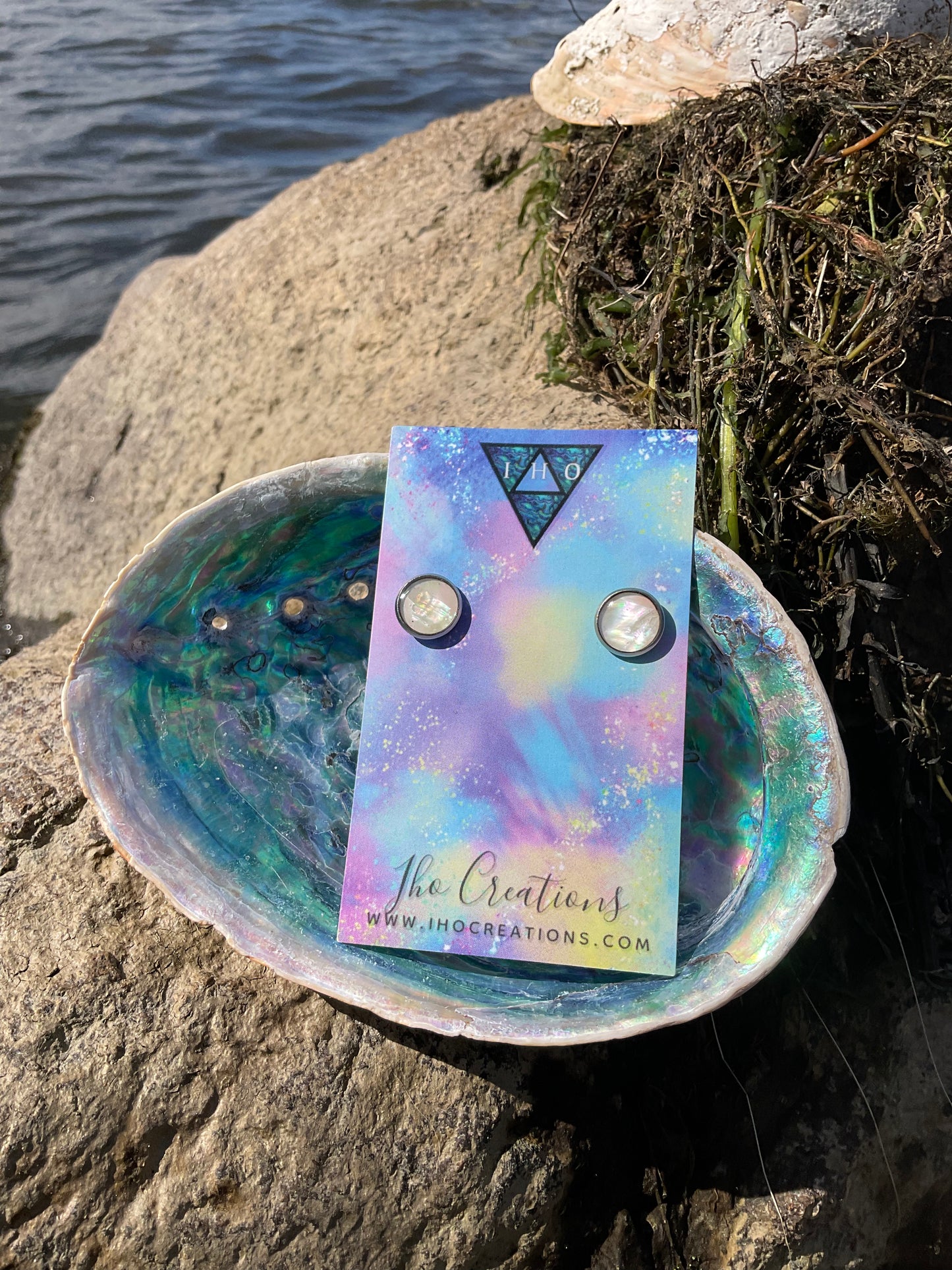 White Paua Studs