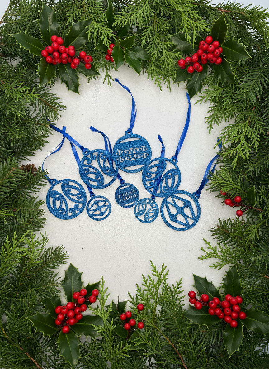 PACK 5- Baubles (wood/silver/gold/blue/green/red)