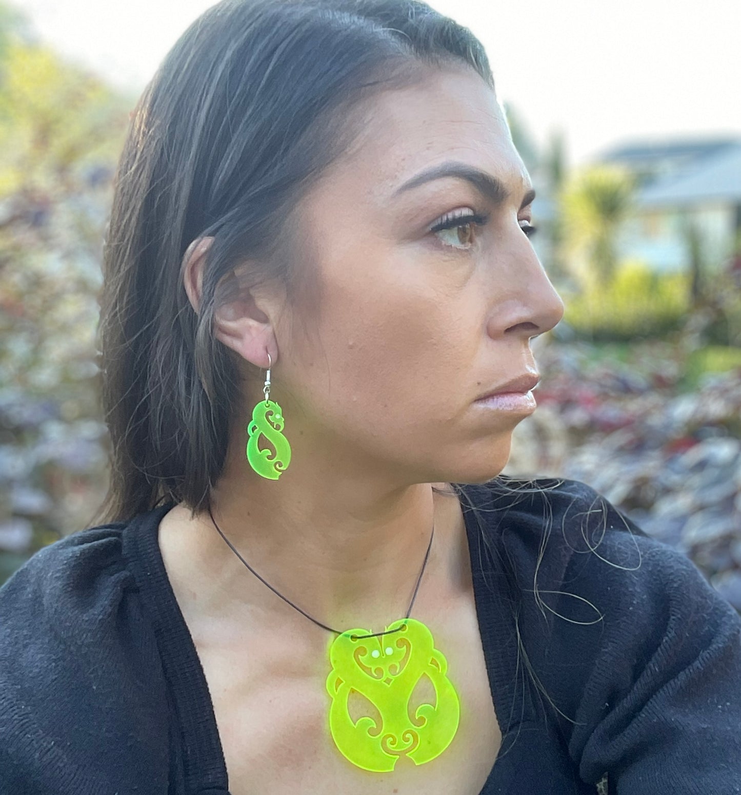 Te Hoata & Te Pupu Neon Yellow earrings