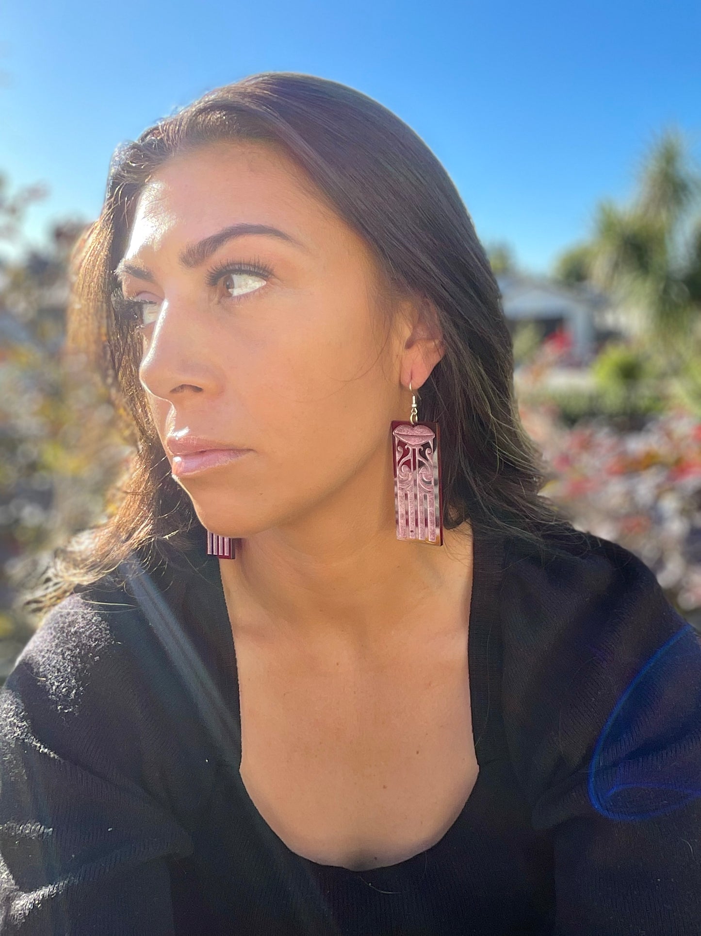 Kuiwai Red Rectangle Earring