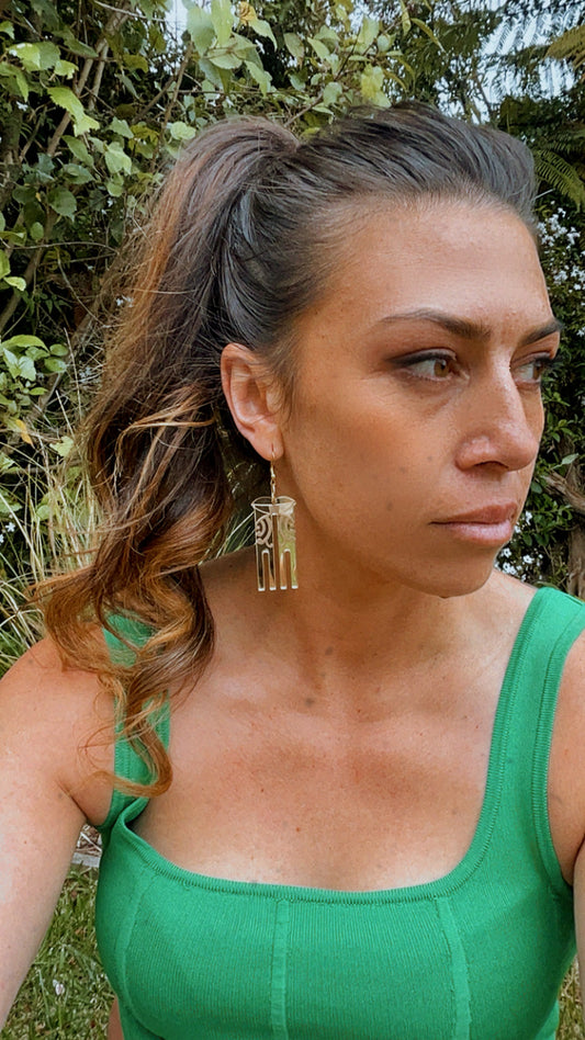 Papatūānuku Gold Mirror Earring