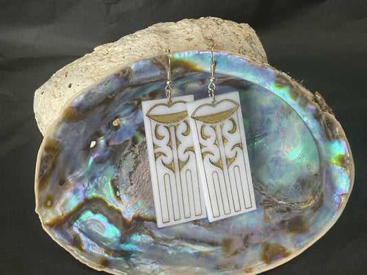 Hineroriki WHITE/ GOLD RECTANGLE earring